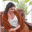 inhand Knitted Throw Blankets for Couch and Bed, Soft Cozy Knit Blanket with Tassel, Orange Rust Lightweight Decorative Blankets and Throws, Farmhouse Warm Woven Blanket for Men and Women, 60"x80" by CozyNest Decor