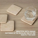 BCS Marble Coasters Set of 5 with Holder, Square Stone Drink Coasters for Coffee, Wine and Cocktails, Non-Slip Durable Cup Mats, Elegant Home, Bar & Kitchen Table Decor (Crema Beige) by CozyNest Decor