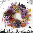 GarveeHome 18 Inch Halloween Wreath, Halloween Garland with Artificial Roses & Spiders, Indoor Outdoor Holiday Accent Decoration for Front Door Porch Wall Home Party Window, Red & Purple by CozyNest Decor