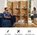 Room Divider with Shelves, 5.6 Ft Tall Folding Wood Screen with Double Hinges for Home Office Bedroom Hotel Decoration (6 Panels, Natural) by CozyNest Decor