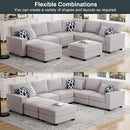 L Lengend Vansen Modular Sectional Sofa U Shaped Couch with Ottoman Modern Reversible Corner Sectional Couch for Living Room (Light Grey, U Shaped Sofa-3) by CozyNest Decor