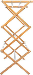 BirdRock Home Wooden Clothes Drying Rack | 3-Tier Foldable Bamboo Laundry Stand | Water-Resistant, Fully Assembled, Collapsible Indoor/Outdoor Dryer for Hanging Clothes | Grey by CozyNest Decor