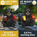 Solar Black Bear Statue for Garden with Beer and Cardinals 6.3" Resin Garden Statues for Outside Yard Paito Porch Decor Birthday Gardening Gifts for Women Mother Sister Grandmother Wife by CozyNest Decor