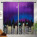 Superhero Rod Pocket Blackout Curtains for Boy Girl Bedroom, Super City Skyline Buildings Night Panorama Thermal Insulated Home Window Drapes for Living Room Darkening, 72x63 inch by TinyTreasures Baby Boutique