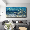 amatop Extra Large Wall Art Floral Tree Canvas Print for Living Room Bedroom Office– Oversized Plum Blossom Lake Landscape Picture Modern Blue Teal Nature Artwork Decor 58x29 Inch by CozyNest Decor