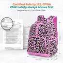 Choco Mocha Cheetah Backpack for Girls, Elementary School Backpack for Girls Ages 6-8 Kids Kindergarten Backpack Large Bookbag 18 Inch with Chest Strap, Pink by TinyTreasures Baby Boutique