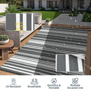 Outdoor Plastic Straw Rug 9x18 Waterproof Outside Rug, Large Modern Striped Reversible Floor Mats, Foldable & Lightweight Camping Carpet for Patio, Porch, Deck, Backyard, Balcony, Grey by CozyNest Decor