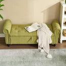 Furniliving 55” End of Bed Bench, Bedroom Bench with Button-Tufted, Large Upholstered Storage Ottoman Benches Entryway Bench with Storage Shoe Cabinet Bench, for Bedroom, Living Room, Linen, Green by CozyNest Decor
