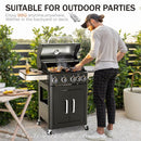 Sophia & William 4-Burner Gas BBQ Grill with Side Burner & Porcelain-Enameled Cast Iron Grates, Outdoor Cooking Propane Grills Cabinet Style Garden Barbecue Grill, 46,700BTU, Black by GreenHaven Gardens