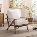 Wahson Mid Century Chair, Upholstered Accent Armchair, with Wood Frame and Removable Linen Cushions, Leisure Slipper Chair for Living Room/Bedroom, Cream by CozyNest Decor