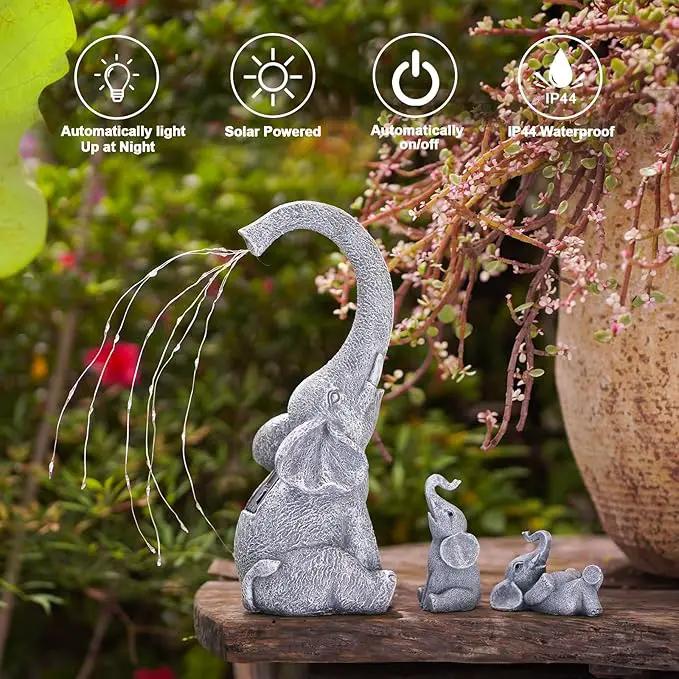 Goodeco Garden Elephant Statue Outdoor - Elephant Gifts with Solar Watering Lights, Siting Elephant Figurine Perfect for Yard, Patio, and Pathway Decor - Ideal Gardening Gifts, photo 6 of 7