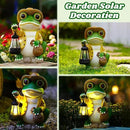 Large Frog Garden Statue, 13.3 Inches Tall, Resin Frog Decor with Solar Lantern for Outdoor Decoration and Housewarming by CozyNest Decor