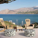 Inflatable Ottoman Stool D21 xH9 for Outdoor/Indoor Use, Water Repellent Patio Foot Rest Stool with Portable Handle,Round Pouf Ottoman Suitable for Garden,Deck and Camping - Paisley Black by CozyNest Decor