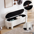 Modern Upholstered Storage Bench, Boucle Sherpa Fabric 50" Long Entryway Bench with Storage and Seating, Comfy Cute Ottoman Bench for Living Room/End of Bed/Hallway, White by CozyNest Decor