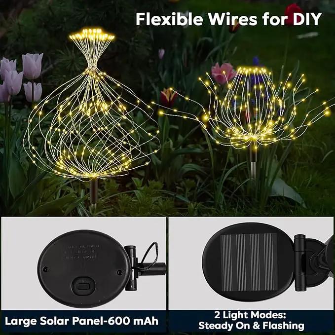 Solar Garden Lights Outdoor Waterproof 200 LED Fireworks Lights Solar Powered Sparkles Landscape Fairy Light Outside Decorations Light for Yard Patio Pathway Lawn Party Walkway Decor, 6 Pack, photo 7 of 7