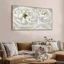 arteWOODS Cream White Flowers Framed Wall Art - Soft Peony Pictures for Wall Decor Elegant Blossom Flower Painting Artwork Botanical Prints for Living Room Home Office Wall Decoration 24" x 48" by CozyNest Decor