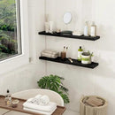 Fun Memories 32Inch Floating Shelves for Wall 2 Pack Wood Shelves for Kitchen, Bathroom, Bedroom Wall Mounted Rustic Wood Floating Shelf with Invisible Brackets for Books, Storage, Decor, Black by CozyNest Decor