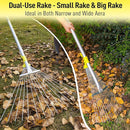 JARDINEER Adjustable Rakes for Leaves, Larger Garden Leaf Rake for Lawns Grass with 7-23" Expandable Head, Yard Collapsible Rake for Camping (64 inches) by GreenHaven Gardens