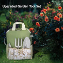 Gardening Tools Set of 12-Piece, Rust-Proof Durable Stainless Steel Gardening Supplies, Heavy Duty Gardening Hand Tools with Floral Storage Bag, Ideal Gardening Gifts for Women and Men by GreenHaven Gardens