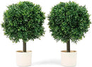 Premium 16" Diameter Artificial Japanese Boxwood Topiary – Set of 2 Faux Plants in Beige Decorative Planters – Realistic, UV-Resistant, Weatherproof Outdoor & Indoor Décor by GreenHaven Gardens