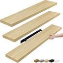 Sorbus Floating Shelves for Wall - 35 Inch Long Bathroom Shelves, Wall Decor for Bedroom, Kitchen, Living Room & Book Storage - Mounted Floating Shelf with Invisible Brackets (Maple Wood, 3 Pack) by CozyNest Decor