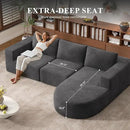Modular Sectional Sofa with L-Shape Chaise,Cloud Sectional Modern Sleeper Couch with Deep Seat,Sponge Compression Sofas No Assembly Required(Dark Gray-Corduroy Fabric) 1PCS by CozyNest Decor