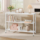 Hoctieon White Industrial Console Table, 3 Tier Entryway Tables, Hallway Desk, Narrow Sofa Tables with Shelves, Entrance Table for Entryway, Living Room, Foyer, Hallway, Office, White by CozyNest Decor