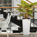 Worth Garden 22" Tall Planters Set of 2 - Plastic White Square Plant Pots - Modern Big Tapered Matte Wavy Tree Flower Pot for Indoor Outdoor Porch Deck by CozyNest Decor