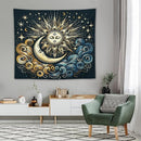 HZOHNAGO Sun Moon Tapestry Boho Golden Stars Pattern Printed Wall Tapestry Wall Hanging for Bedroom Living Room Dorm 60" W x 50" H by CozyNest Decor