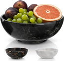Gusto Nostro 8" Luxury Black Marble Decorative Bowl for Coffee Table - Elegant Modern Fruit Bowl for Kitchen Counter - Heavy Stone Entryway Catch all for Keys, Jewelry, Potpourri Holder Centerpiece by CozyNest Decor
