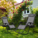 Nazhura Set of 2 Relaxing Recliners Patio Chairs Adjustable Steel Mesh Zero Gravity Lounge Chair Beach Chairs with Pillow and Cup Holder(Grey) by CozyNest Decor