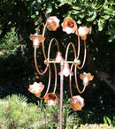 Stanwood Wind Sculpture: Kinetic Copper Dual Spinner - Tumbling Flowers by CozyNest Decor