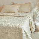 MarCielo 3-Piece 100% Cotton Oversized Bedspread Lightweight Quilt Coverlet Embroidery Farmhouse Bedding Set T0 (Yellowish Beige, Oversized King (118"x106")) by CozyNest Decor