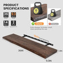 Floating Shelves for Wall, 36"x9.3" Rustic Solid Live-Edge Elm Wood Wall Shelves, Heavy-Duty Floating Shelves with Invisible Brackets, Set of 2 for Living Room, Bedroom, and Kitchen, Walnut Finish by CozyNest Decor