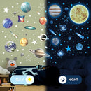 Glow in The Dark Stars and Planets for Ceiling, Robmoda Glow Solar System Wall Stickers, Space Wall Decals for Kids Boys Room (Blue) by TinyTreasures Baby Boutique