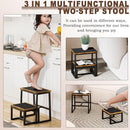 Step Stool for Adults,Holds up to 500Lb,3 in1 Heavy Duty Sturdy Two StepStools for Kichen/Bathroom/High beds, Wooden&Metal Frame, Non-Slip Pads by TinyTreasures Baby Boutique