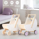 Wooden Baby Walker & Doll Stroller – Adjustable Handle Push Cart, Anti‑Tip, Quiet Wheels, Pretend Shopping Cart – Montessori Wooden Walker for Babies, Doll Stroller for Toddlers 12m+ by TinyTreasures Baby Boutique