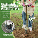 Long Handled Bulb Planter Tool, 37'' Bend-Proof Stainless Steel Bulb Planter, 4'' Depth Marks Long Handled Hole Digger, Bulb Planter with Comfortable T-Shaped Long Wood Handle for Planting Tulips by GreenHaven Gardens