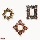 Small Decorative Wall Mirror set of 3 - Accent mirrors of 6in for wall decor, Peruvian Mirrors Vanity with bronze leaf by CozyNest Decor
