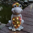 Large Frog Solar Garden Outdoor Statues with Succulent and 8 LED Lights,Outside Solar Frog Art Decor for Lawn,Yard, Balcony Ornament by GreenHaven Gardens