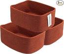 Small Woven Storage Baskets 12“X8”X5“ Decorative Rope Bins for Organizing Shelves, Closets, and Toys, Empty Gift Baskets, Cute Organizer Basket for Home and Office (rustic, regular) by CozyNest Decor