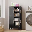 47.25" Metal Storage Cabinet, Black Kitchen Food Storage with 4 Door and 2 Adjustable Shelves, Freestanding Bathroom Cabinet, Pantry for Kitchen Dinning Room, Cupboard by CozyNest Decor