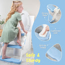 Musical & Sound Toddler Potty Training Seat w/Step Stool Ladder - Collapsible & Adjustable Toilet, Pre Assembled Toddler Toilet Seat w/Music & Sounds - Splash Guard & Anti-Slip Steps - Blue by TinyTreasures Baby Boutique