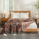 Boho Throw Blanket for Couch Sofa Bed, 100% Cotton Woven Quilt with Tassel 60”x80”, Super Soft Muslin Blanket with Patchwork Printed, Decorative Reversible Bed Blanket/Cover for All Seasons by CozyNest Decor