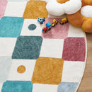 jinchan Round Rug 4ft Kids Washable Rug Indoor Floor Cover Non-Slip Soft Modern Elementary School Classroom Colorful Diamond Carpet for Nursery Daycare Bedroom Playroom Living Room Confetti on Cream by CozyNest Decor
