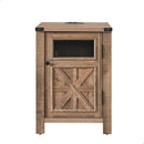 JXQTLINGMU Farmhouse End Table with Charging Station, 18'' Rustic Nightstand with Barn Door & Adjustable Shelf, Wooden Sofa Side Table with 3-Tier Storage for Living Room, Bedroom, Warm Brown by CozyNest Decor