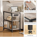 HOOBRO End Table with Charging Station, Simple Rustic Side Table with 3-Tier Storage Shelf, Narrow Nightstand for Small Spaces, for Living Room, Industrial Design, Greige and Black BG149UBZ01 by CozyNest Decor