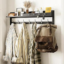 AMBIRD 35 inch Wall Hooks with Shelf, Coat Rack Wall Mount, Large Coat Hanger for Wall, Entryway Shelf with 7 Dual Coat Hooks, 4 Key Hooks and Mail Organizer, Wooden Key Holder Rack (Black) by CozyNest Decor