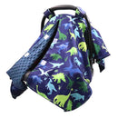 TANOFAR Car Seat Cover Baby, Carseat Covers Baby Boy Girl, Peekaboo Opening Infant Car Seat Cover for Winter, Warm & Cozy, Blue Dinosaur by TinyTreasures Baby Boutique