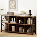 8 Cube Storage Organizer Bookshelf, Industrial Horizontal Bookcase, Accent Cubby Shelf, Media Console Table for Living Room, Home and Office, 63 Inches, Rustic Brown by CozyNest Decor